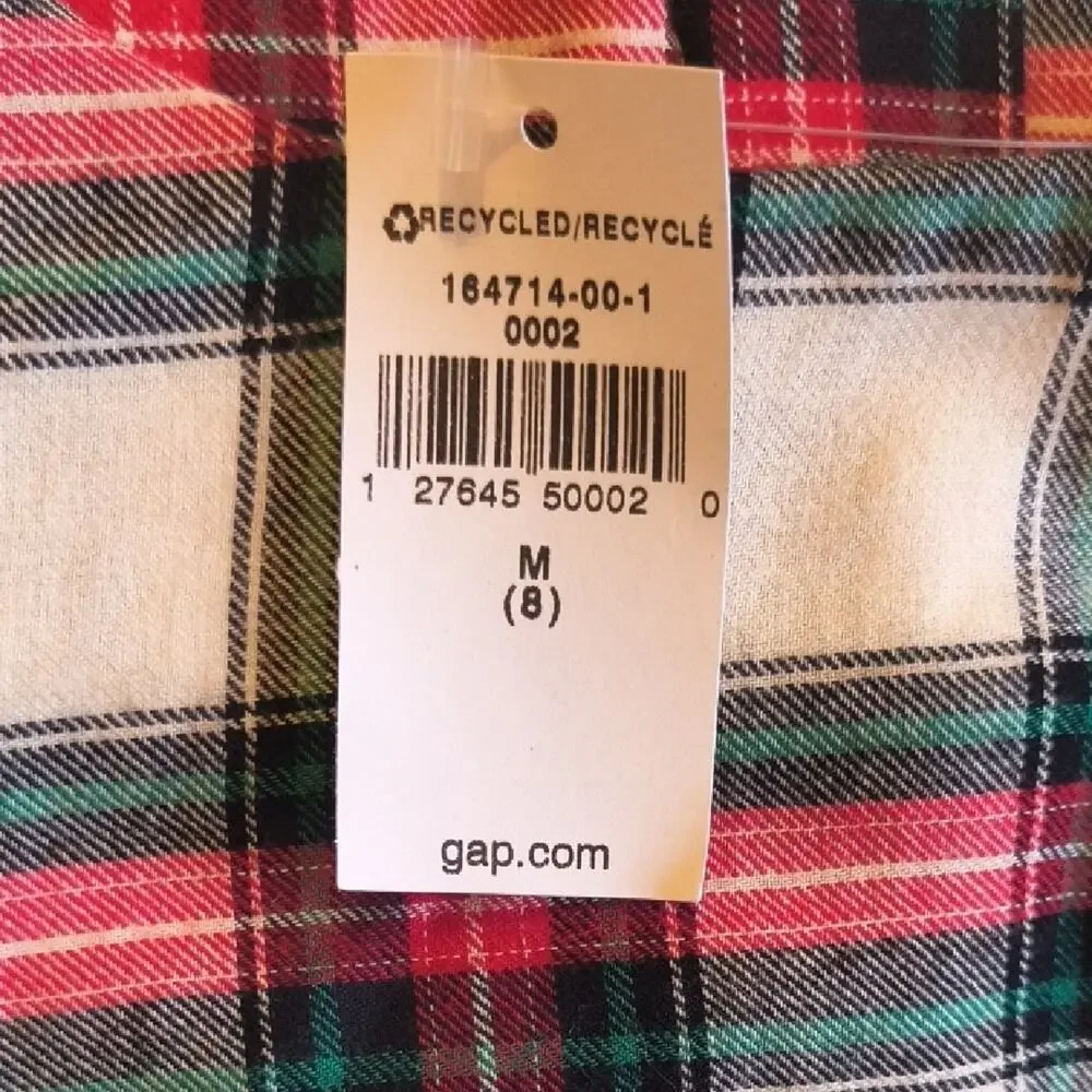 GAP kids, Capped Sleeve Plaid Dress, Size 8 NWT